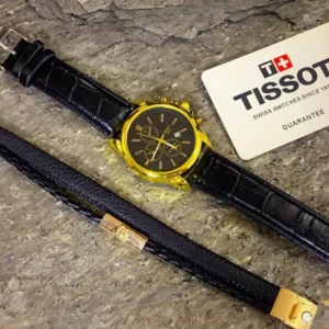 ساعت مچی مردانه Tissot  و دستبند چرمی ورساچه