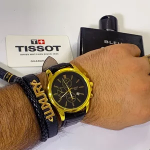 ساعت مچی مردانه Tissot  و دستبند چرمی  لاکچری