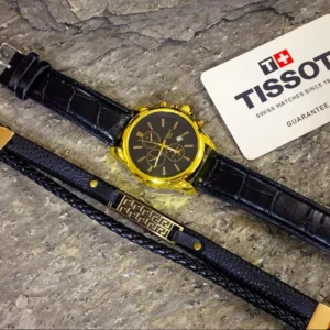 ⌚️‏‌‎ساعت مچی مردانه Tissot  و دستبند چرمی  ورساچه مدل117