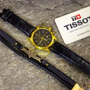 ‏‌‎ساعت مچی مردانه Tissot  و دستبند چرمی  فروهر مدل 118