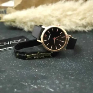 ساعت مچی مردانه Movado و دستبند چرمی مدل340