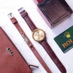 ست ساعت مچی و دستبند مردانه رولکس Rolex مدل 513