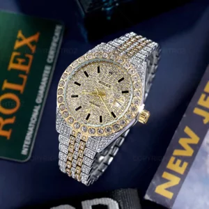 ساعت مچی مردانه رولکس ROLEX فول نگین طرح دیت جاست مدل 1262