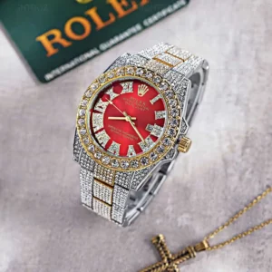 ساعت مچی مردانه رولکس ROLEX فول نگین طرح دیت جاست مدل 1261