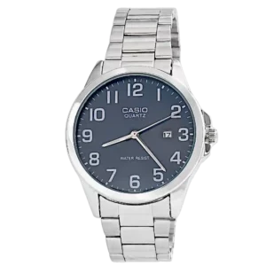 قیمت و خرید ساعت مچی مردانه کاسیو CASIO مدل 1555 رنگ نقره ای با صفحه ی آبی همراه با ارسال رایگان و جعبه ی مخصوص | ساعت مردانه ی کاسیو اصلی | ساعت مچی مردانه CASIO اصل صفحه آبی