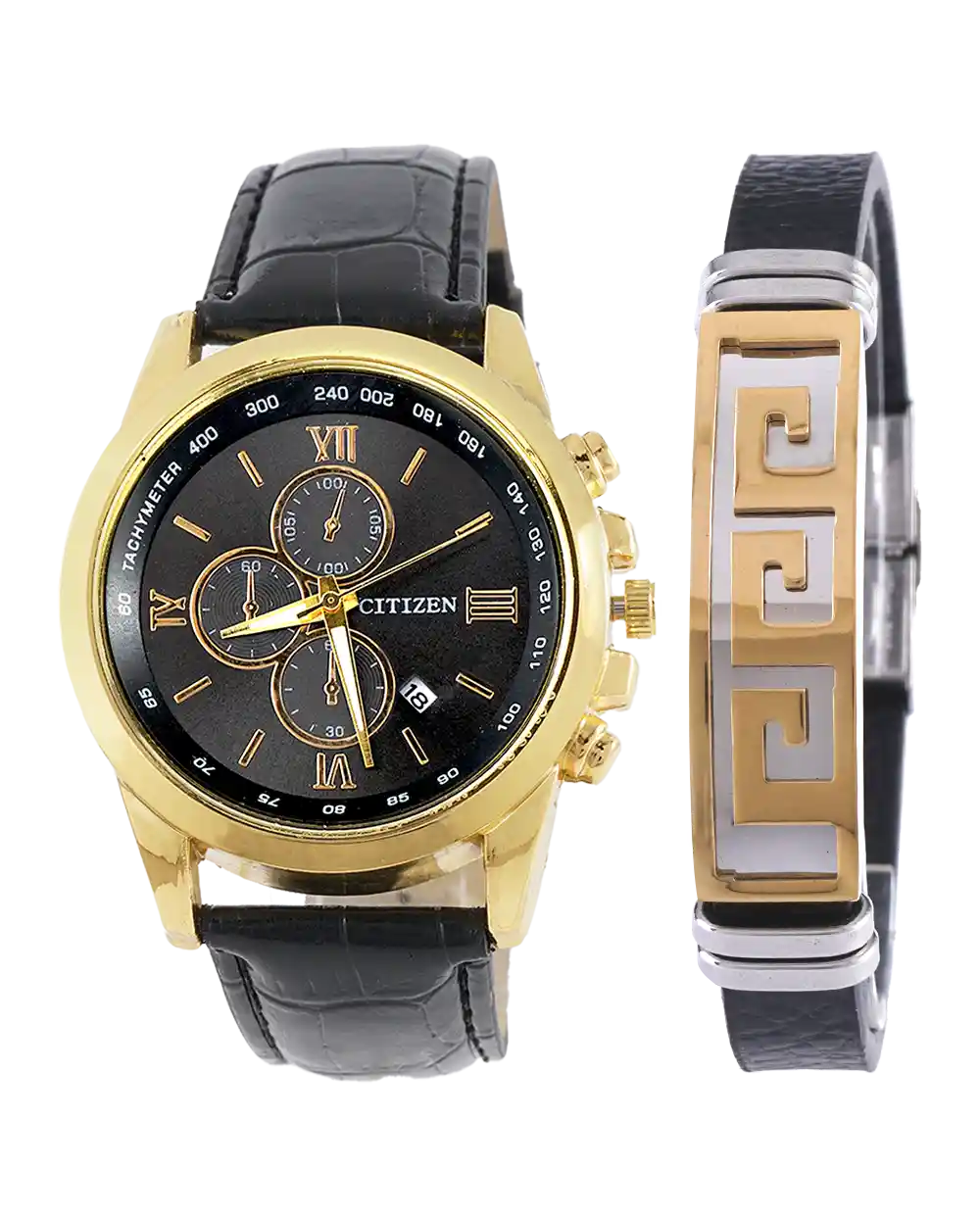 خرید ست ساعت مچی و دستبند مردانه سیتیزن CITIZEN مدل 1597 با بهترین قیمت همراه با ارسال رایگان و جعبه ی کادویی شیک | ست ساعت و دستبند چرمی