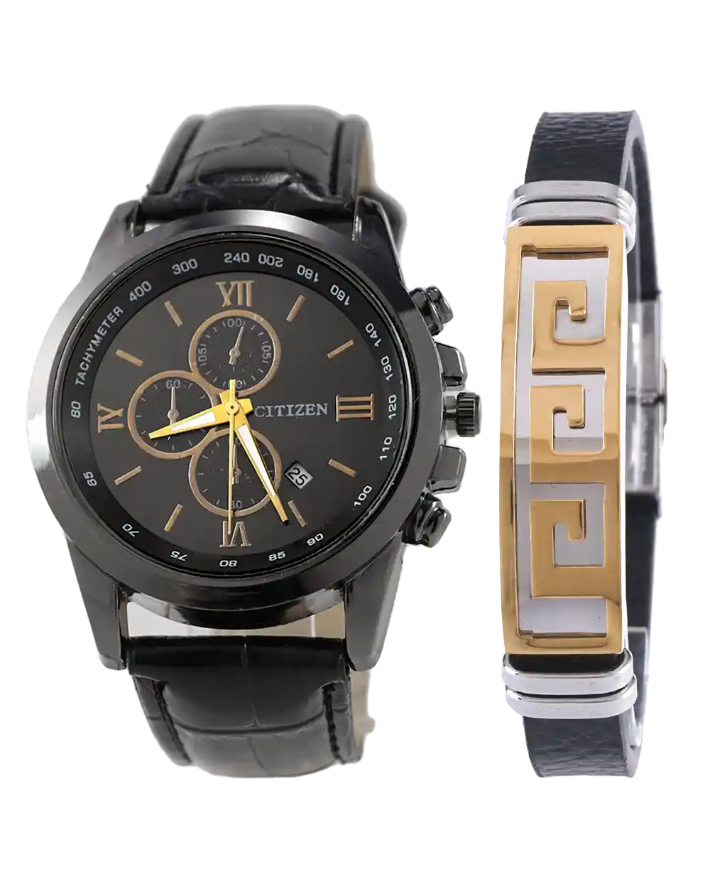 خرید ست ساعت مچی و دستبند مردانه سیتیزن CITIZEN مدل 1602 با بهترین قیمت همراه با ارسال رایگان و جعبه مخصوص | ست دستبند و ساعت مردانه چرمی