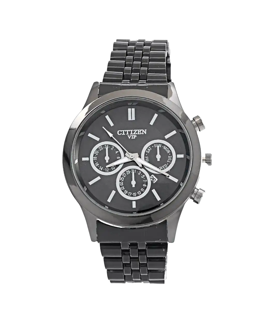 خرید ساعت مچی مردانه سیتیزن CITIZEN طرح VIP مدل 1692 رنگ مشکی با بهترین قیمت به همراه ارسال رایگان و جعبه ی ساعت | ساعت تمام مشکی مردانه