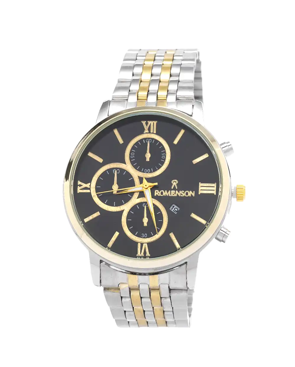 خرید ساعت مچی مردانه رومانسون ROMANSON مدل 1726 صفحه سفید و بند نقره ای طلایی با بهترین قیمت به همراه ارسال رایگان و جعبه ی ساعت | ساعت romenson