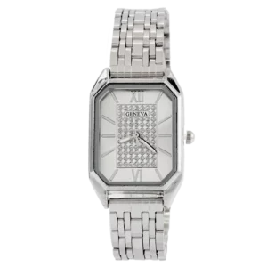 خرید ساعت مچی زنانه جینوا GENEVA مدل 1751 نقره ای بهترین قیمت همراه با جعبه ی شکیل و ارسال رایگان به سراسر ایران درب منزل | ساعت صفحه مستطیلی