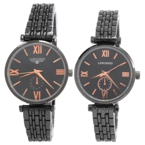 خرید ست ساعت مچی لونجین LONGINES مدل 1780 رنگ مشکی مناسب برای آقایان و خانم ها به همراه جعبه و ارسال رایگان | ست ساعت مچی عاشقانه