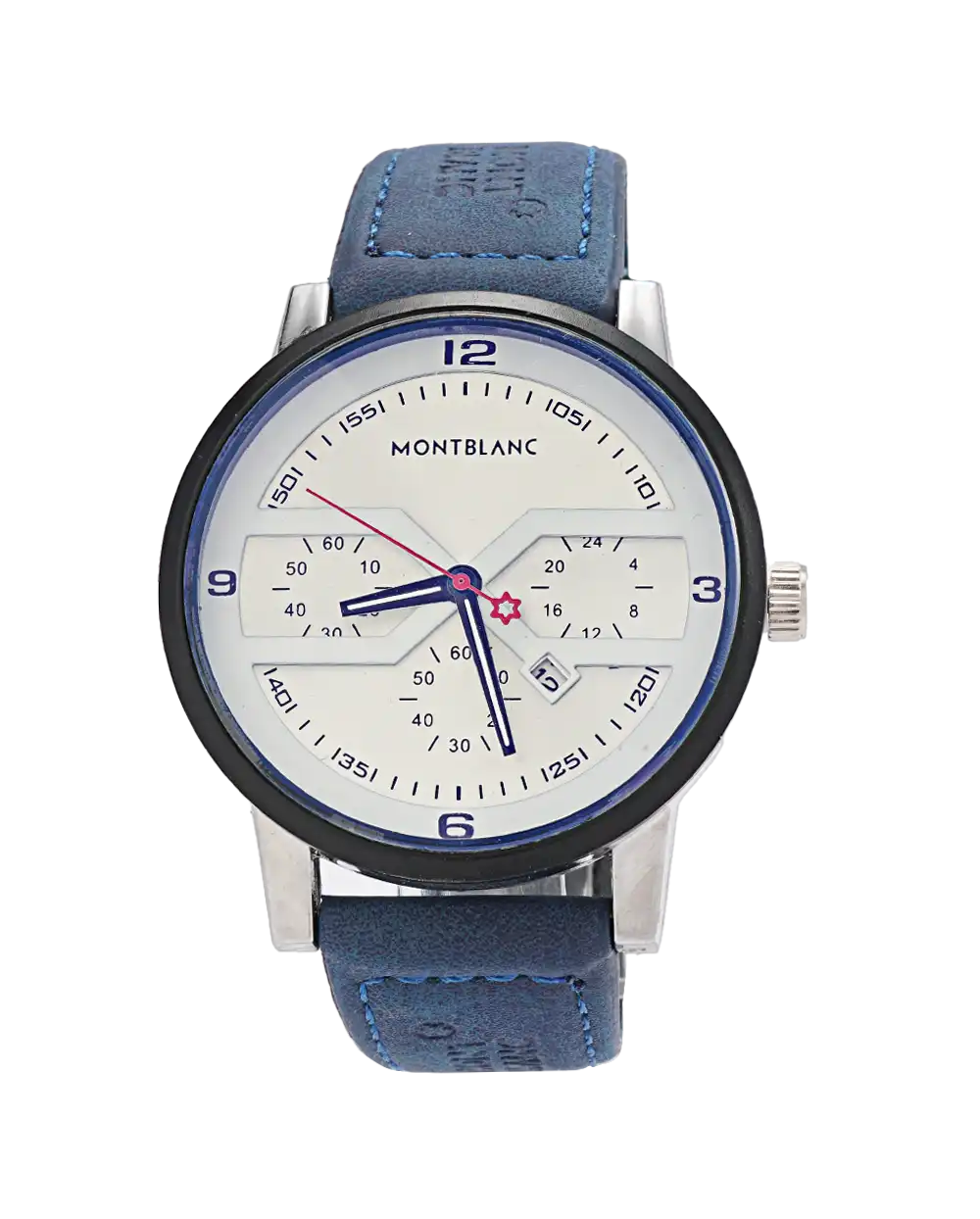 خرید ساعت مچی مردانه مونت بلانک MONTBLANC مدل 1788 بند چرمی آبی بهترین قیمت به همراه جعبه و ارسال رایگان به سراسر ایران | ساعت پسرانه بند چرم