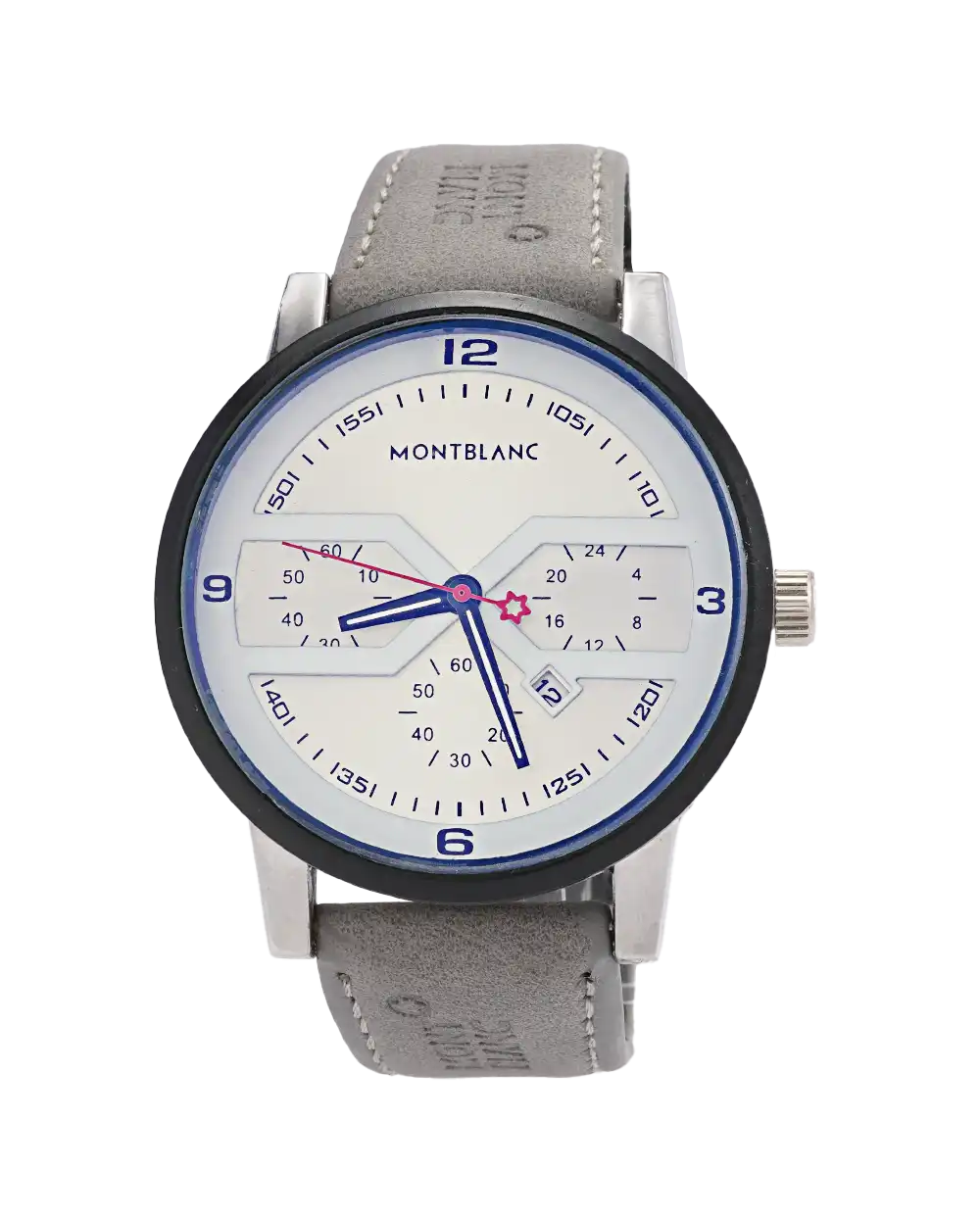 خرید ساعت مچی مردانه مونت بلانک MONTBLANC مدل 1789 بندچرمی طوسی مناسب برای آقایان و پسران به همراه جعبه و ارسال رایگان به سراسر ایران