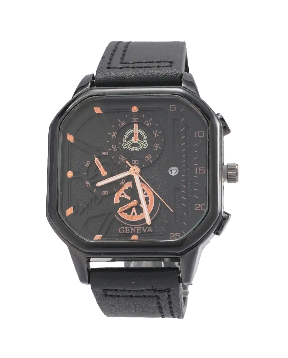 خرید ساعت مچی مردانه جینوا GENEVA طرح CUBE مدل 1799 رنگ مشکی با صفحه ی مکعبی و خاص با بهترین قیمت به همراه جعبه و ارسال رایگان به سراسر ایران