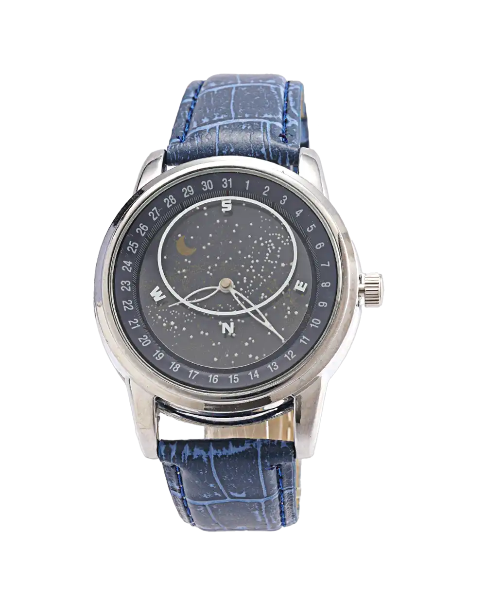 خرید ساعت مچی مردانه گلکسی GALAXY طرح کهکشانی مدل 1801 بند آبی و صفحه ی چرخان با بهترین قیمت به همراه جعبه ی ساعت و ارسال رایگان به سراسر ایران