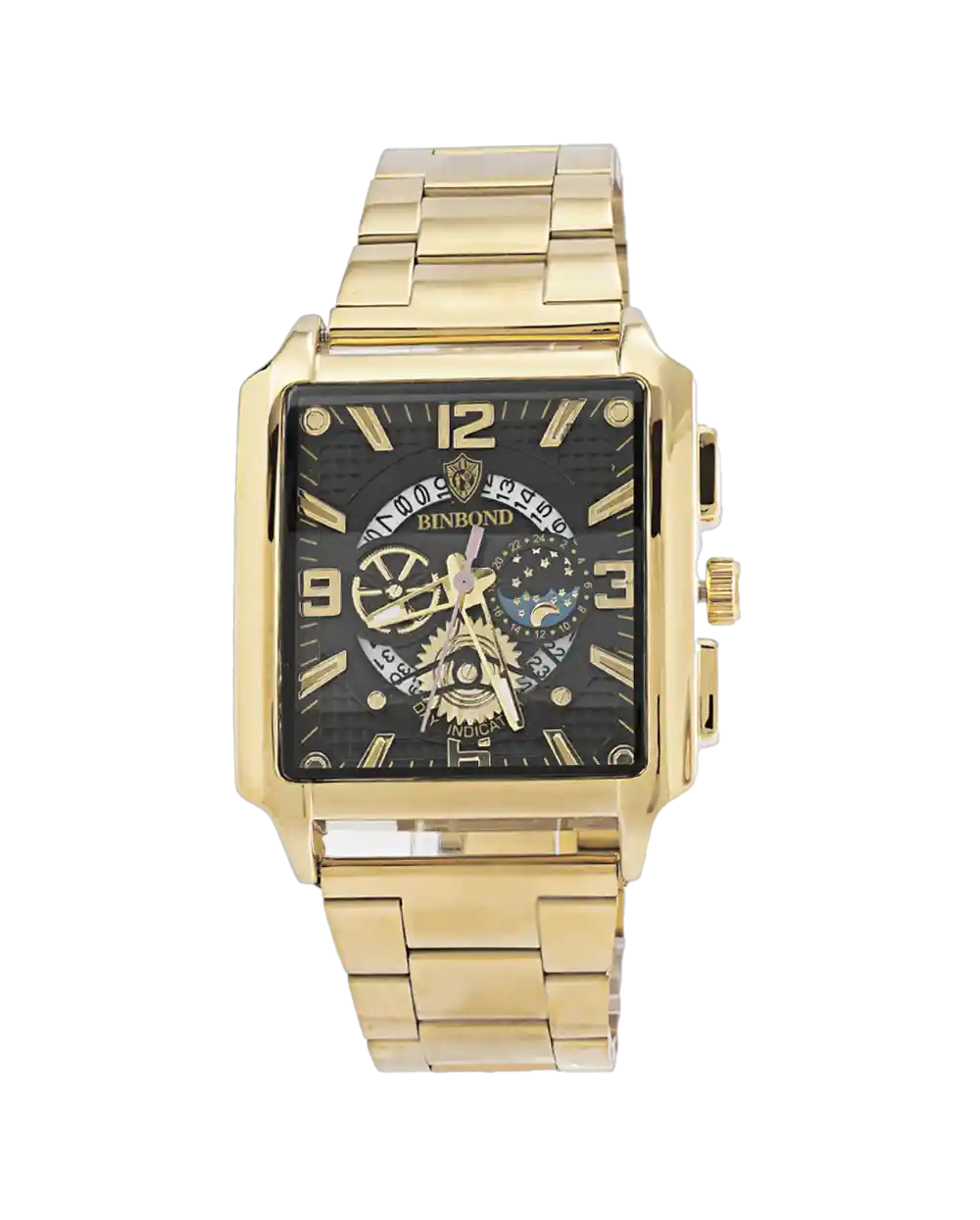 خرید ساعت مچی مردانه بین باند BIN BOND مدل 1813 رنگ طلایی قیمت 750 هزارتومان به همراه ارسال رایگان به سراسر ایران و جعبه ی ساعت کادویی