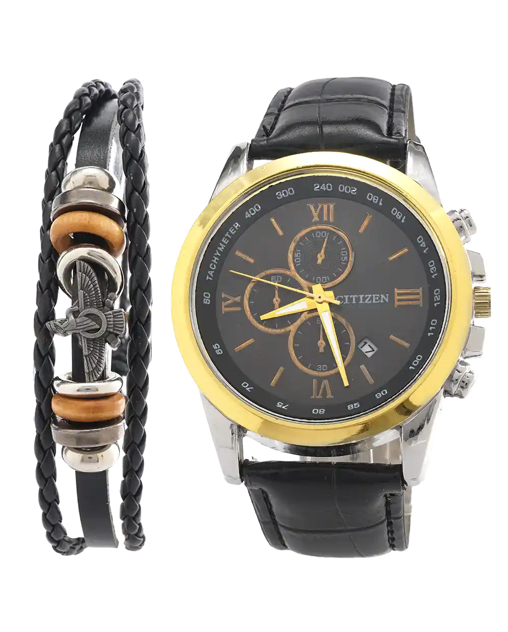 خرید ست ساعت مچی و دستبند سیتیزن CITIZEN مدل 1927 با دستبند چرم طرح فروهر قیمت 270 هزارتومان به همراه ارسال رایگان به سراسر ایران