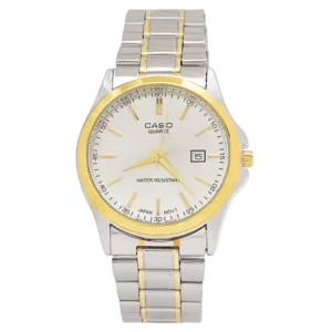 خرید ساعت مچی مردانه کاسیو CASIO مدل 1941 صفحه سفید با بند نقره ای طلایی و رنگ ثابت بهترین قیمت به همراه ارسال رایگان درب منزل