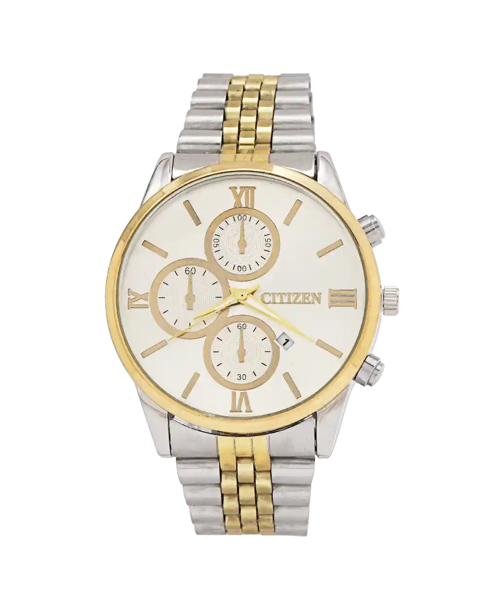 خرید ساعت مچی مردانه سیتیزن CITIZEN مدل 1943 بند استیل رنگ ثابت نقره ای طلایی با صفحه سفید و بهترین قیمت به همراه ارسال رایگان و جعبه