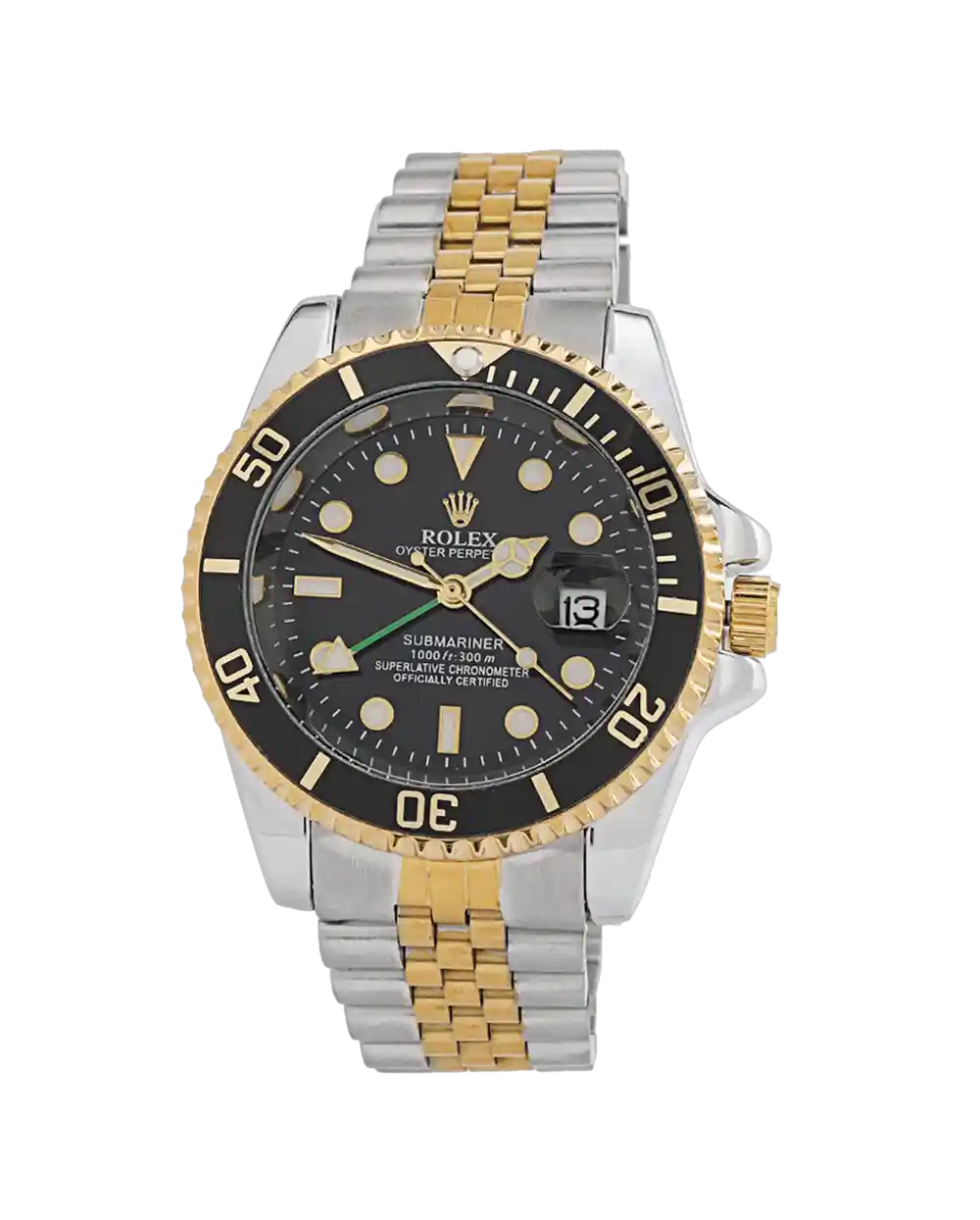 خرید ساعت مچی مردانه رولکس ROLEX طرح ساب مارین مدل 1957 SUBMARINER استیل نقره ای طلایی رنگ ثابت و قفل رولکس بهترین قیمت ارسال رایگان