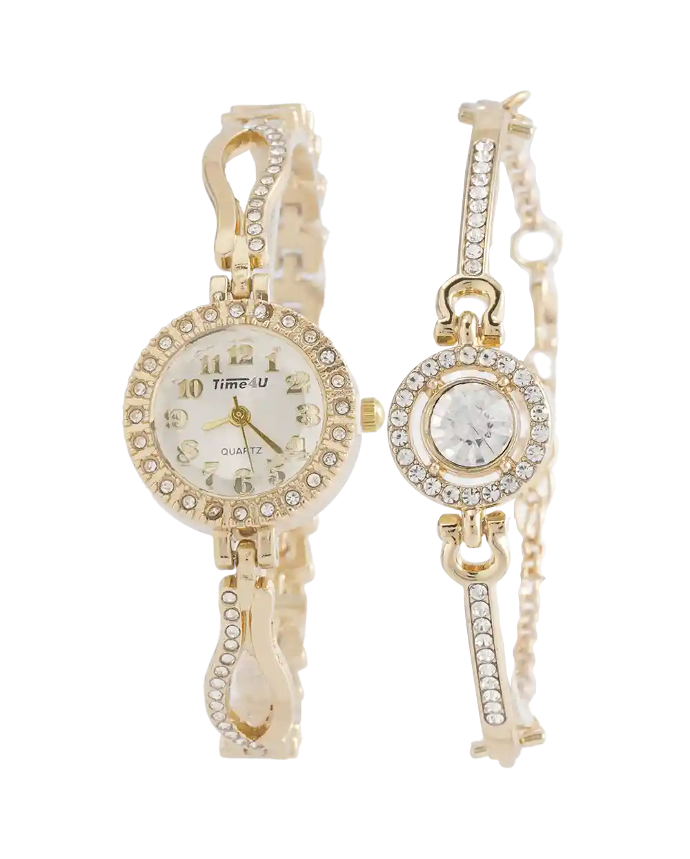 خرید ست ساعت مچی و دستبند زنانه TIME4U مدل 1965 بند استیل و نگین کاری شده با دستبند دخترانه و رنک ثابت بهترین قیمت به همراه ارسال رایگان