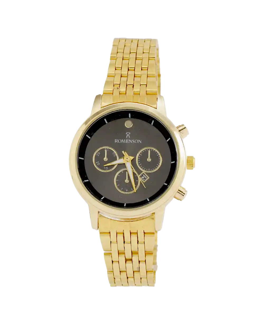خرید ساعت مچی زنانه رومانسون ROMANSON مدل 1972 بند استیل رنگ ثابت طلایی با صفحه مشکی بهترین قیمت به همراه ارسال رایگان و جعبه