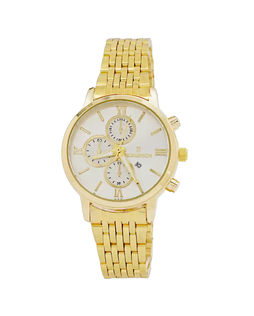 خرید ساعت مچی زنانه رومانسون ROMANSON مدل 1980 بند استیل طلایی رنگ ثابت و صفحه سفید بهترین قیمت به همراه ارسال رایگان و جعبه