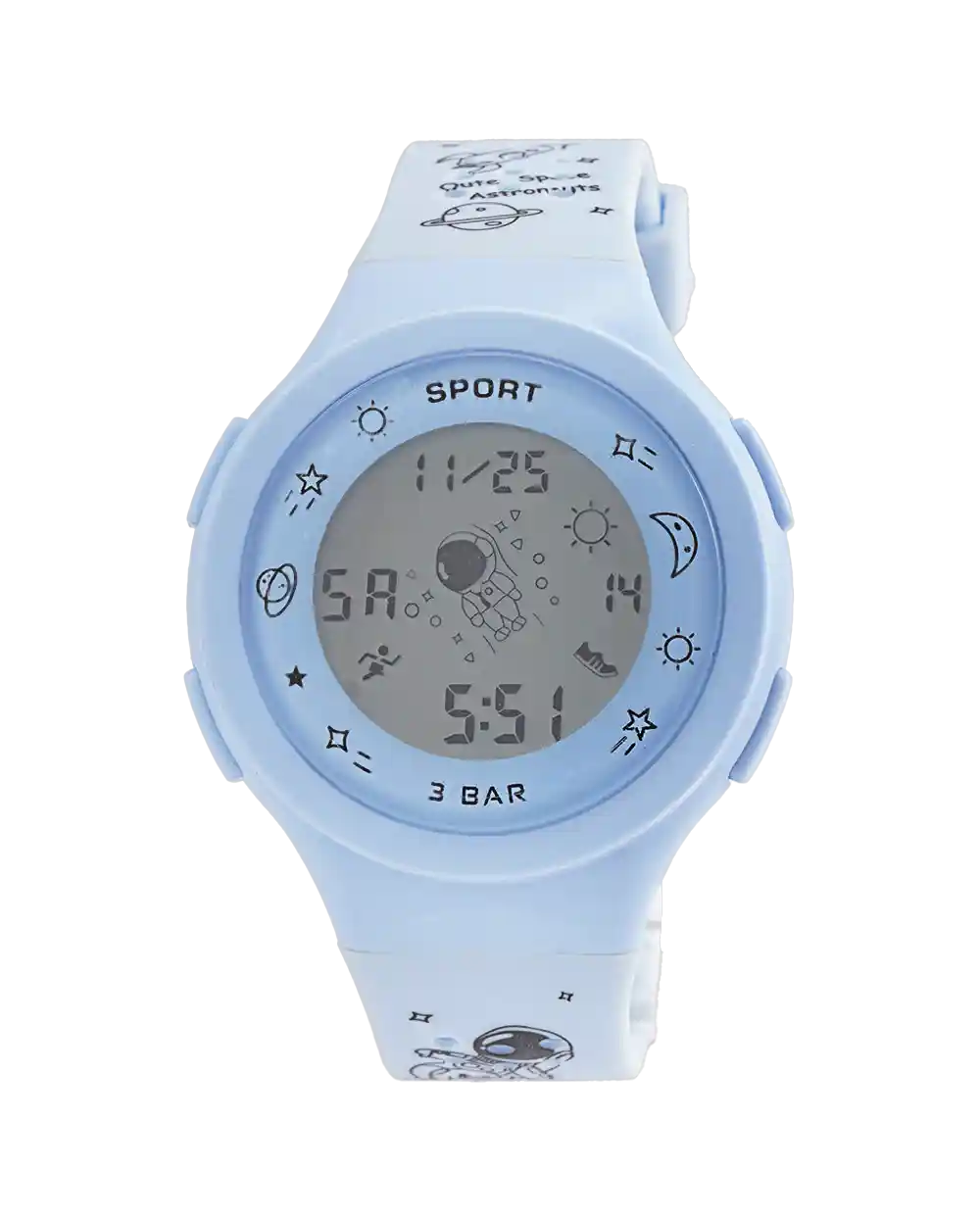 خرید ساعت مچی دیجیتالی بچگانه SPORTWATCH مدل 1994 مناسب برای کودکان و بند پی یو آبی بهترین قیمت همراه با ارسال رایگان و جعبه ی کادویی