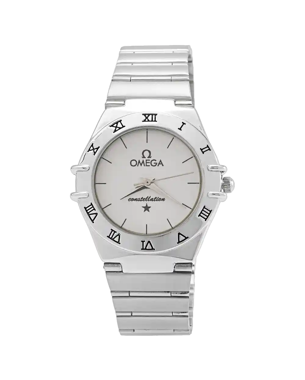 خرید ساعت مچی زنانه امگا OMEGA مدل 2000 بند استیل نقره ای رنگ ثابت و صفحه سفید دخترانه بهترین قیمت به همراه ارسال رایگان و جعبه ی کادویی