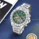 خرید ساعت مچی مردانه رولکس ROLEX طرح Daytona مدل 2016 بند استیل نقره ای با صفحه سبز و سه موتور فعال رنگ ثابت بهترین قیمت و ارسال رایگان