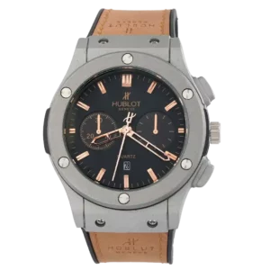 خرید ساعت مچی مردانه هابلوت HUBLOT مدل 2079 بند رابر قهوه ای و صفحه مشکی رنگ ثابت بهترین قیمت به همراه ارسال رایگان و جعبه