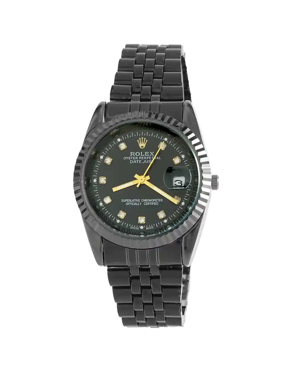 خرید ساعت مچی مردانه رولکس ROLEX طرح دیت جاست مدل 2114 بند استیل مشکی و صفحه مشکی رنگ ثابت بهترین قیمت و ضمانت به همراه ارسال رایگان