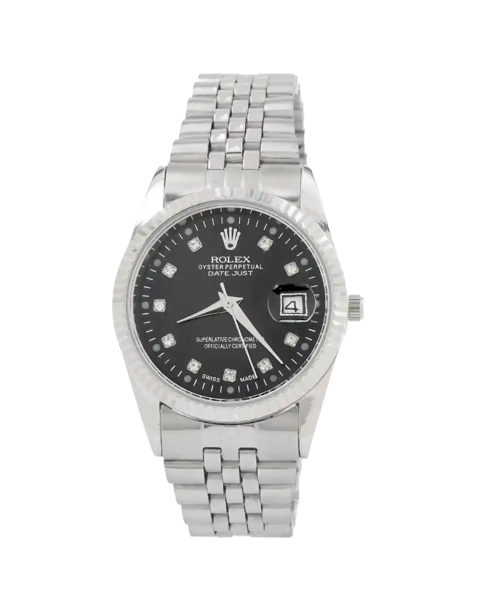 خرید ساعت مچی مردانه رولکس ROLEX طرح دیت جاست مدل 2102 رنگ نقره ای و صفحه مشکی رنگ ثابت بهترین قیمت به همراه ارسال رایگان و جعبه