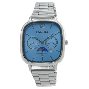 خرید ساعت مچی مردانه کاسیو CASIO مدل اولدمانی کد 2262 صفحه مربعی تیفانی و بند استیل ریلی رنگ ثابت، مدل شین بهترین قیمت و همراه جعبه و ارسال رایگان