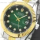 خرید ساعت مچی مردانه رولکس ROLEX مدل دیت جاست کد 2324 صفحه سبز دایره ای و بند استیل نقره ای طلایی و قفل رولکسی اصلی رنگ ثابت و ارسال رایگان