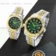 خرید ساعت مچی مردانه رولکس ROLEX مدل دیت جاست کد 2326 صفحه سبز دایره ای و بند استیل نقره ای طلایی و قفل رولکسی اصلی رنگ ثابت و ارسال رایگان